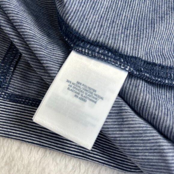 Lands' End Womens Blue Pinstripe V-Neck Long Sleeve Top Medium 10-12 Stretch - Picture 4 of 8